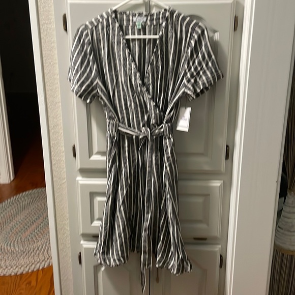 Heather Gray and White Striped Dress - Picture 1 of 4
